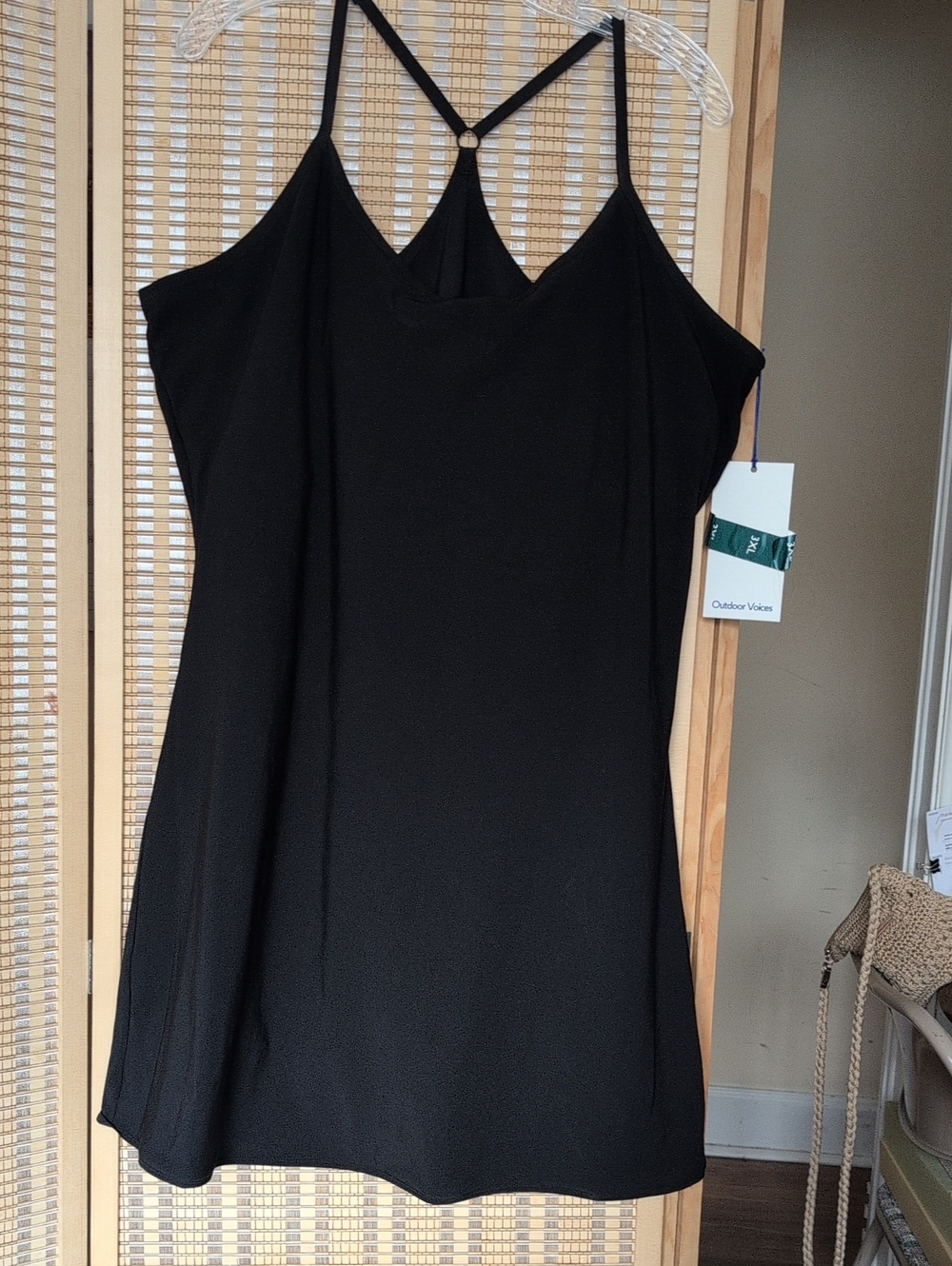 Outdoor Voices Black Beauty Exercise Dress with Crossback Straps